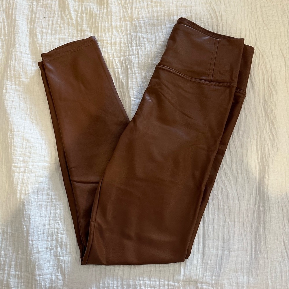 Brown leather pants